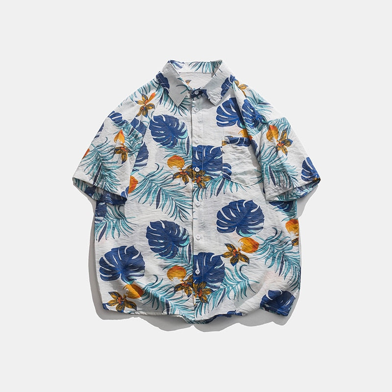 Summer Casual Short Sleeve Shirts Men Floral Shirts