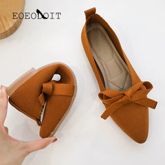 Butterfly Knot Women Flats Shoes Loafers Boat Shoes Pointed Toe