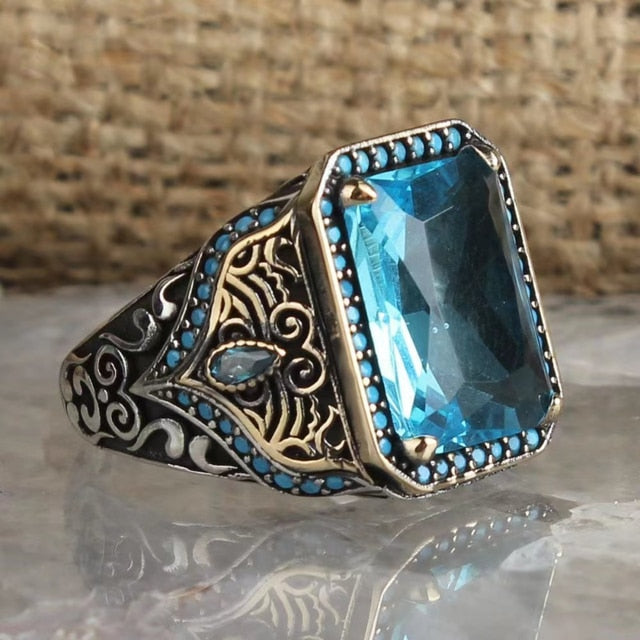 Retro Ancient Silver Color Carved Ring