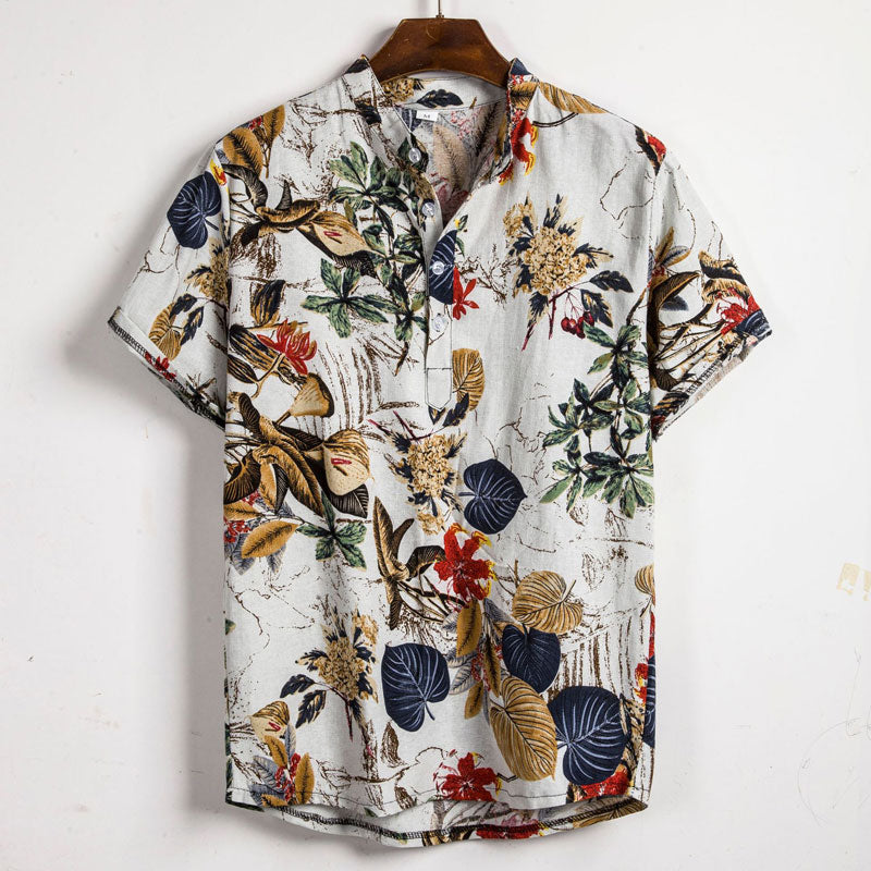 Summer Short Sleeve Floral Hawaiian Shirt