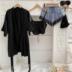 3PCS Lace Sleep Set Pajamas Casual Robe Nightgown