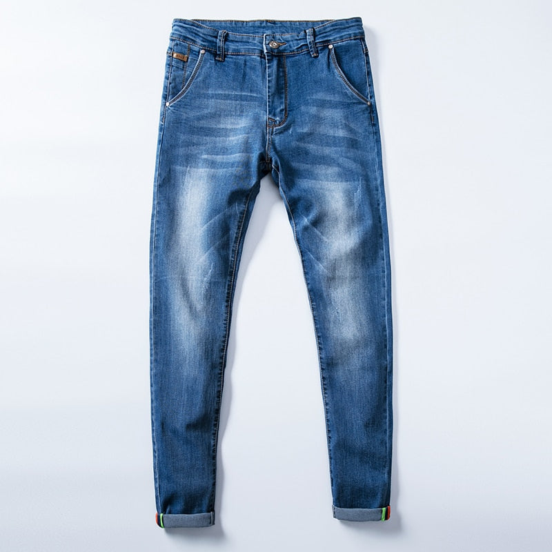 Clothing Solid Color Cotton Jeans Casual Classic Denim Trousers