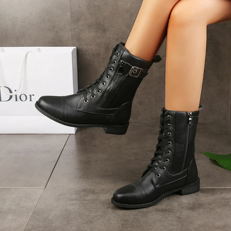 Ladies low-heel casual long women's boots plus shoes