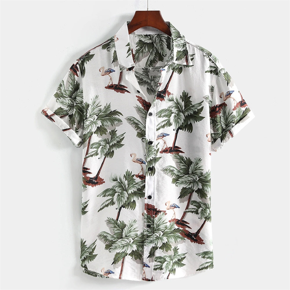 Hawaiian Men Flower Shirt Clothes Loose Street Casual Chic