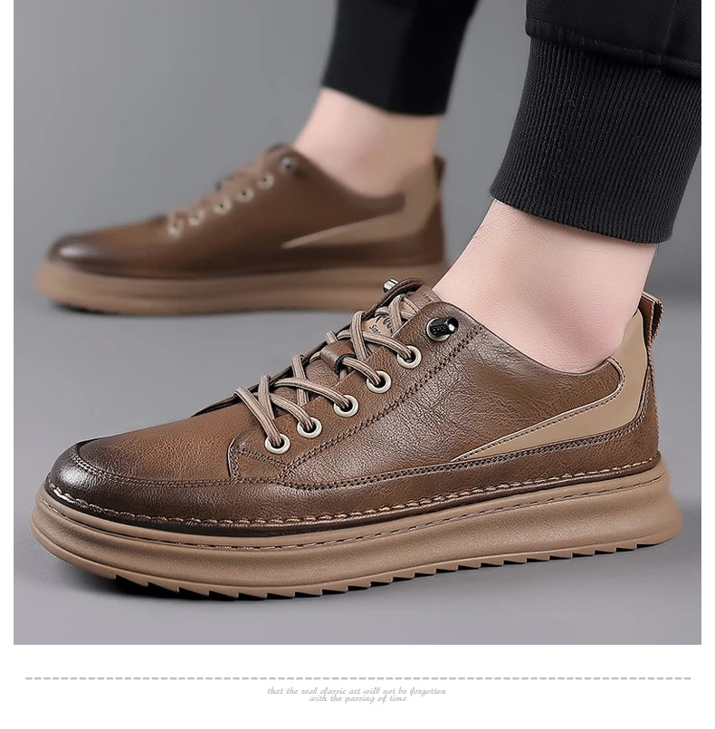 Men Business Leather Casual Flat Shoes For Men Trendy Sneaker