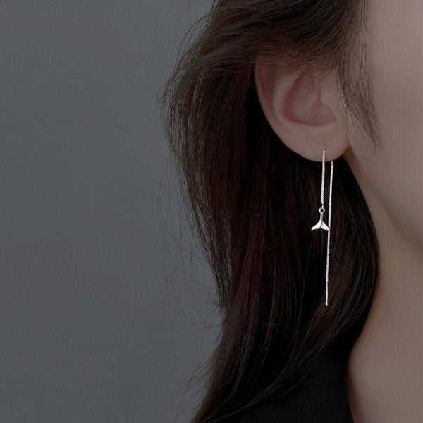 Geometric Long Tassel Drop Earring  Flower Leaf