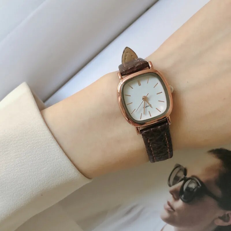 Retro Brown Watches Small Ladies Wristwatches