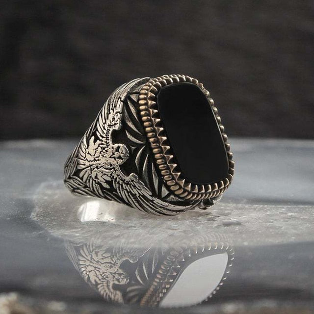 Retro Ancient Silver Color Carved Ring