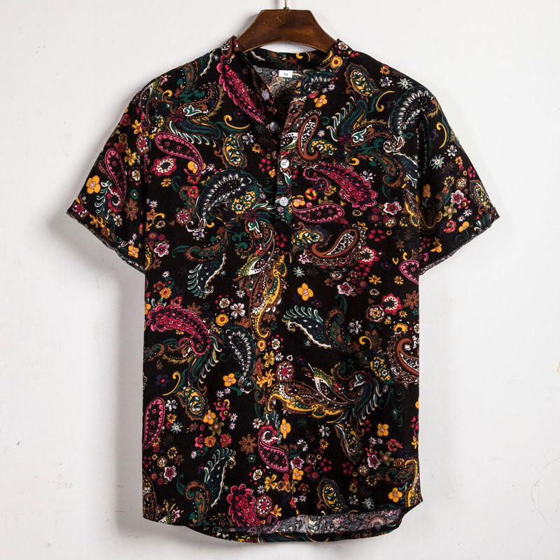 Summer Short Sleeve Floral Hawaiian Shirt