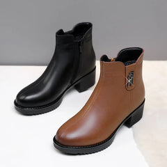 Women Snow Genuine Leather Large Size Ankle Boots