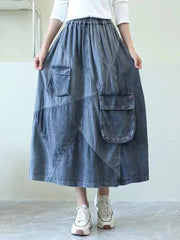 Fashion Clothes Loose Vintage Elastic High Waist Denim Skirts