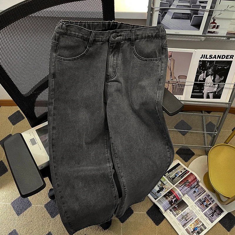 Baggy Jeans Fashion Elastic Waist Classic Style Denim Ankle-Length Pants