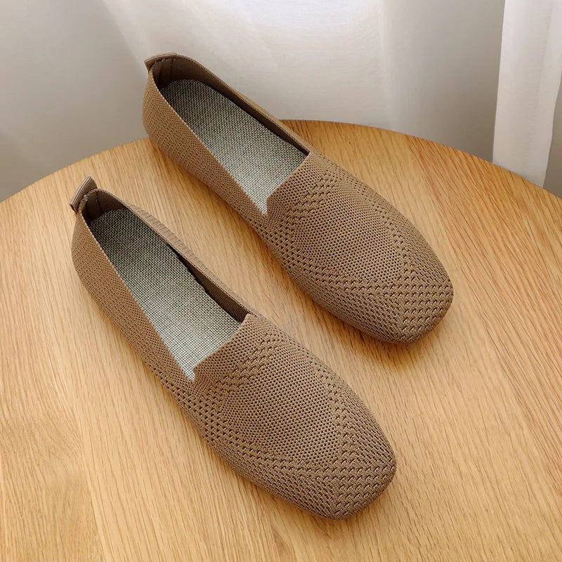 Women's Knitted Flat Shoes Comfort Loafers Slip On Casual