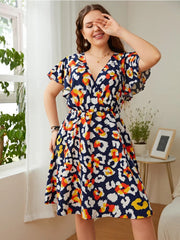 Plus size women fashion print loose dress