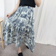 Print Floral Women's Skirts High Waist A-Line Office Lady