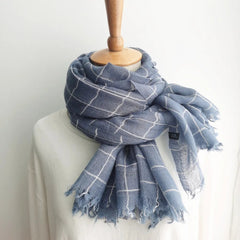 Men Plaid Scarf Cotton and Linen Styles