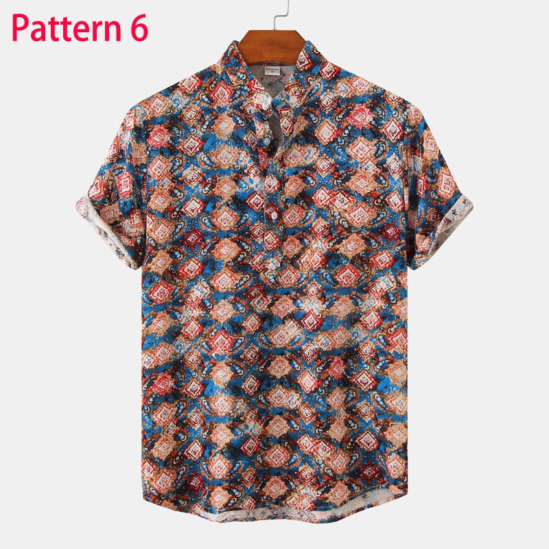 Summer Short Sleeve Floral Hawaiian Shirt