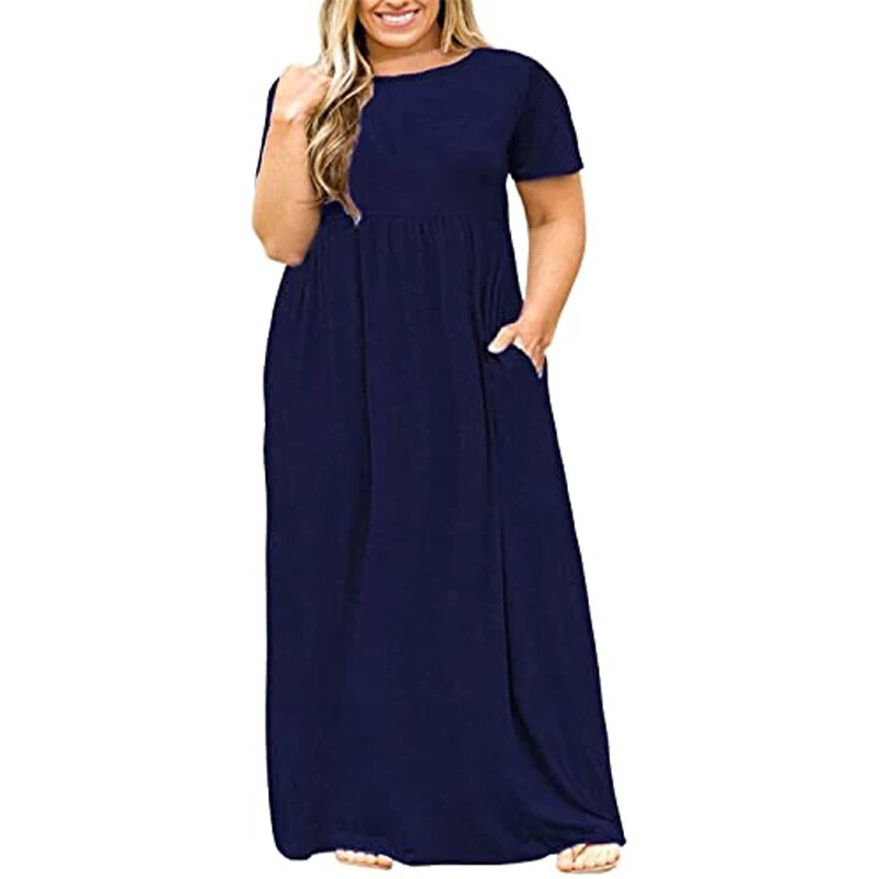 Plus Size Women Clothing  Short Sleeve Loose Plain Casual