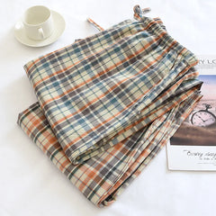 cotton trousers plaid home pants beach pants plus size