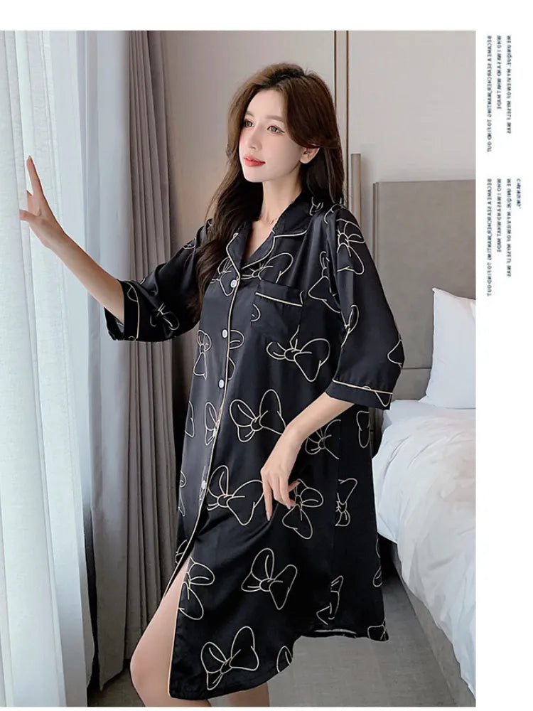 Stain Nightdress for Women Short Sleeve Nightgowns