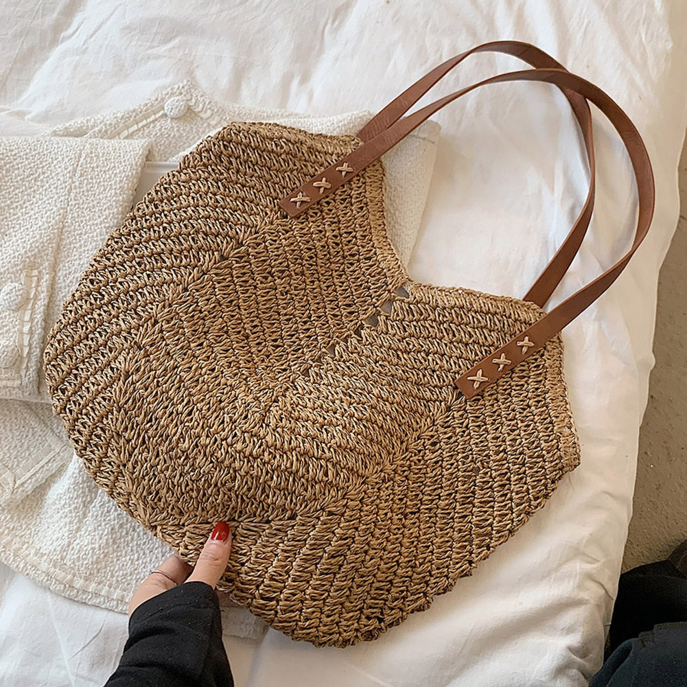 Summer Straw Bags for Shoulder Bags Rattan Woven