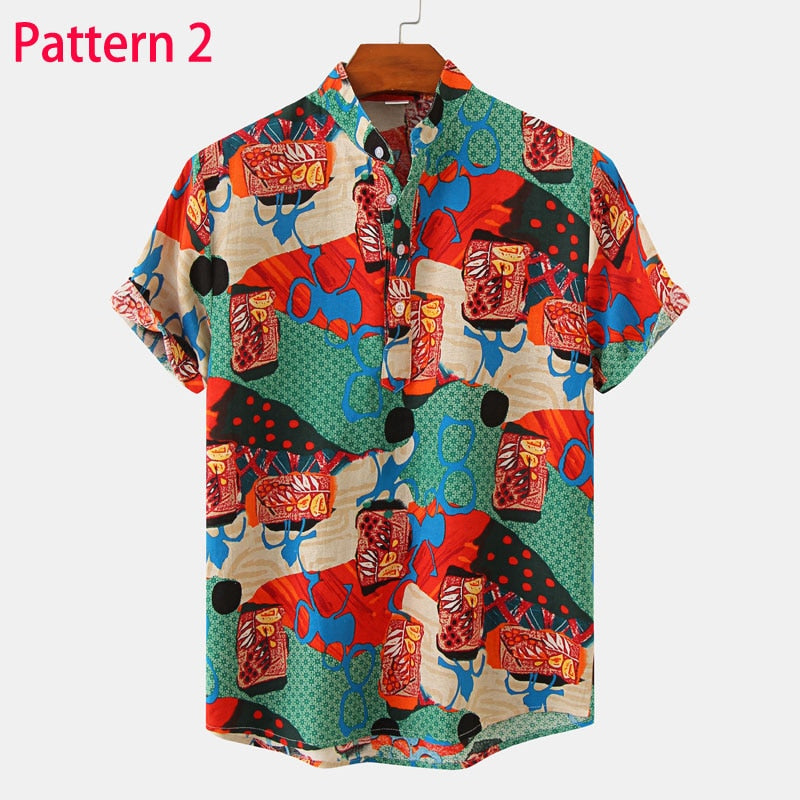 Summer Short Sleeve Floral Hawaiian Shirt