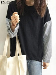 Tops Oversize Long Sleeve Sweatshirts Patchwork