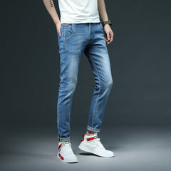 Clothing Solid Color Cotton Jeans Casual Classic Denim Trousers