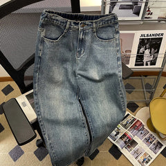 Baggy Jeans Fashion Elastic Waist Classic Style Denim Ankle-Length Pants