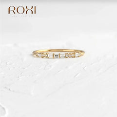 Rectangle Crystals Gold Rings for Women Rings Jewelry