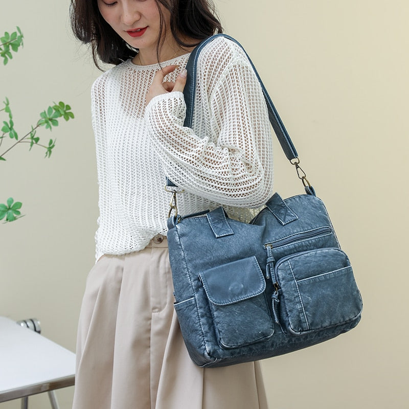 Fashion Bag for Women Vintage Soft Pu Leather Handbags