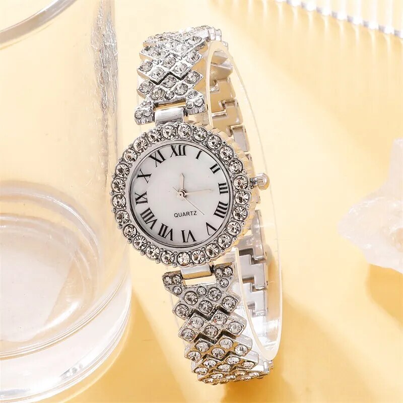 6pcs Set Watches Set Rhinestone Fashion Elegant Wristwatch Quartz