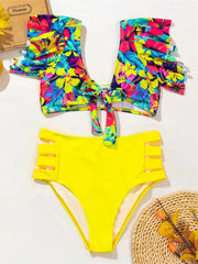 Ruffles Women Swimsuits Swimwear Print Floral Boho Vintage