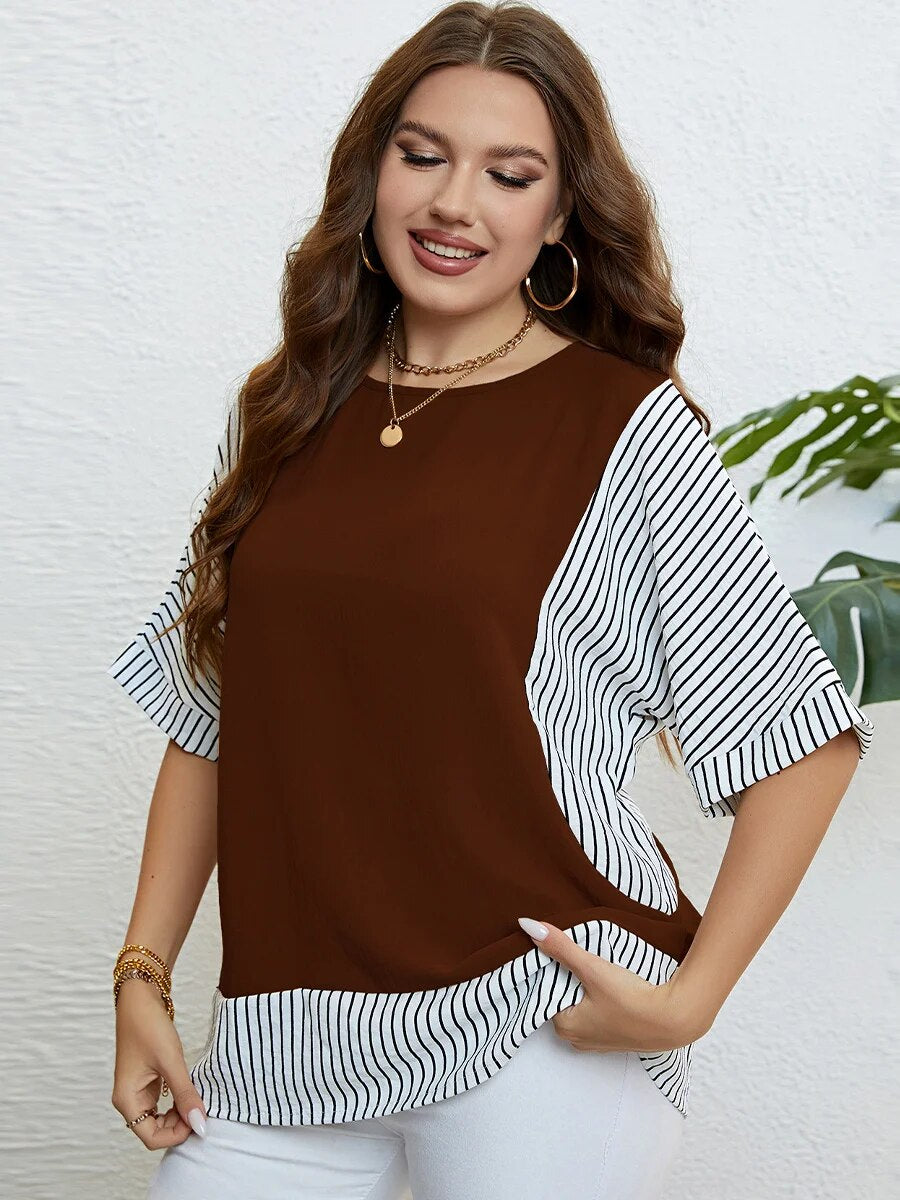 Summer panels plus-size blouses Style