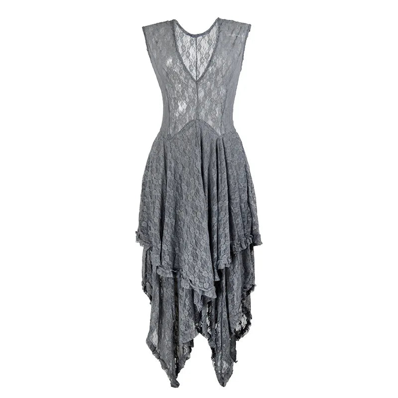 Fashion Irregular High Low Lace Maxi Dress