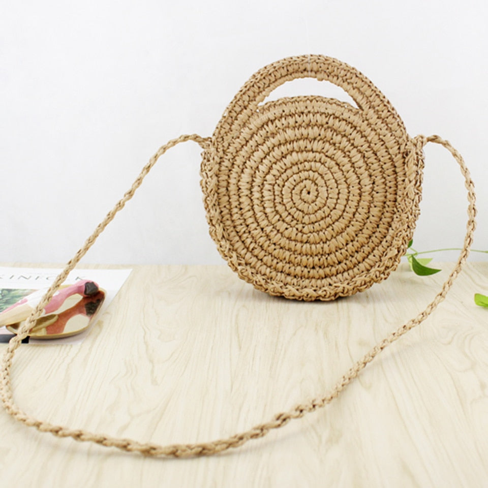 Summer Straw Handbag Handle Large Capacity Woven Straw Bag