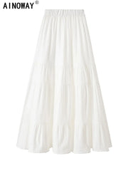 chic fashion Hippie white  linen cotton Bohemian skirt