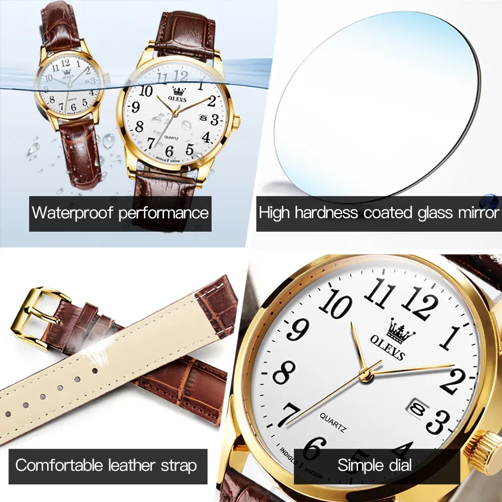 Quartz Watch For Women 50M Leather Strap