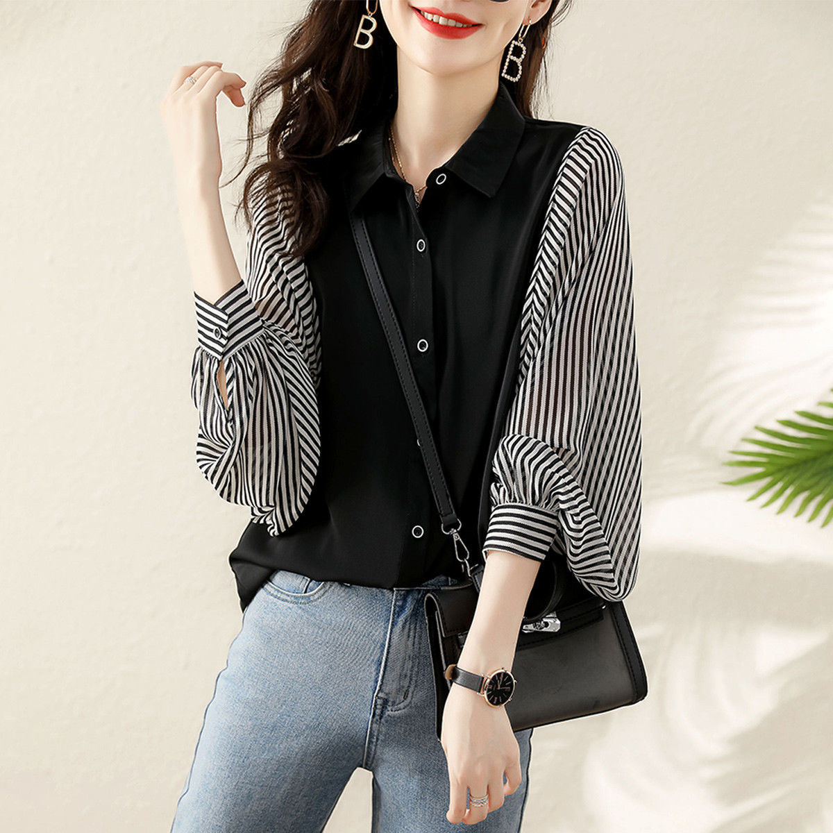 Shirts Striped Tops All-match Fashion Casual Simple Retro