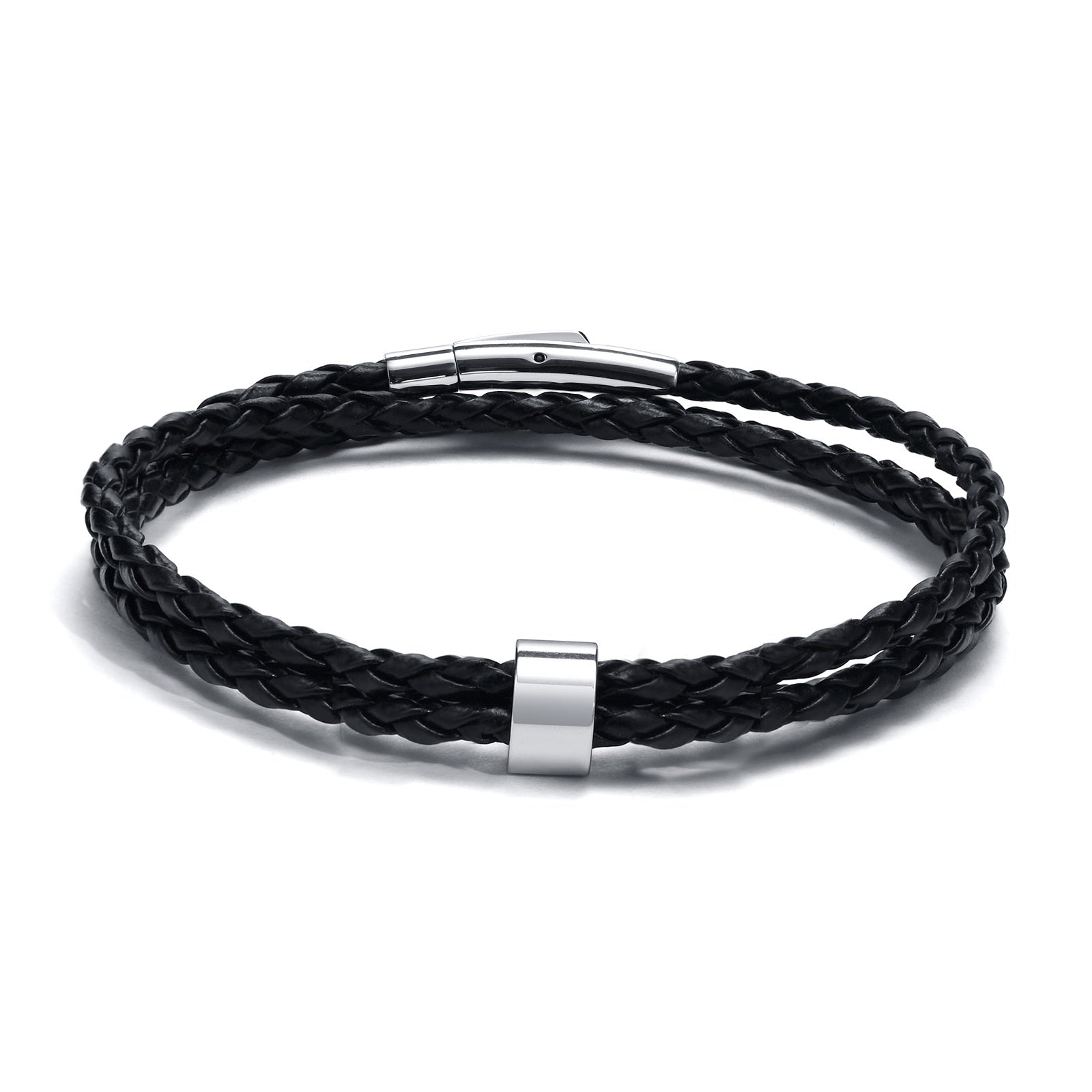 Name Mens Braided Genuine Leather Bracelet