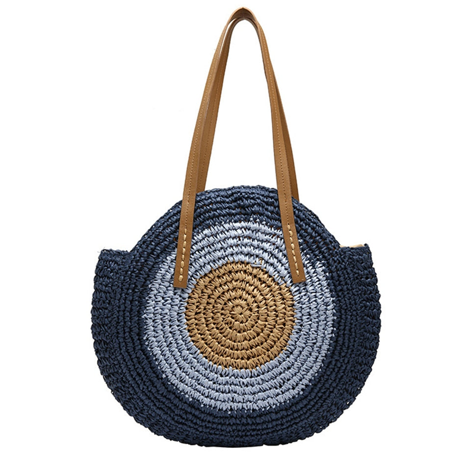 Summer Straw Handbag Handle Large Capacity Woven Straw Bag