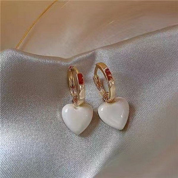 Heart Shape Stud Flowers Tassel Earring