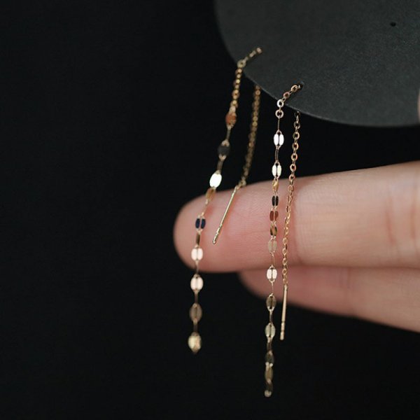 Geometric Long Tassel Drop Earring  Flower Leaf