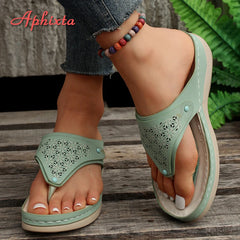 Sandals Open Toe Fretwork Flip Flops Wedges Comfortable Slippers