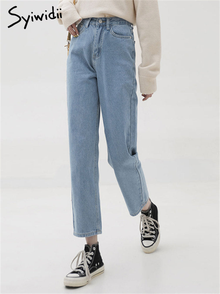 High Waisted Jeans for Women Straight Denim Pants