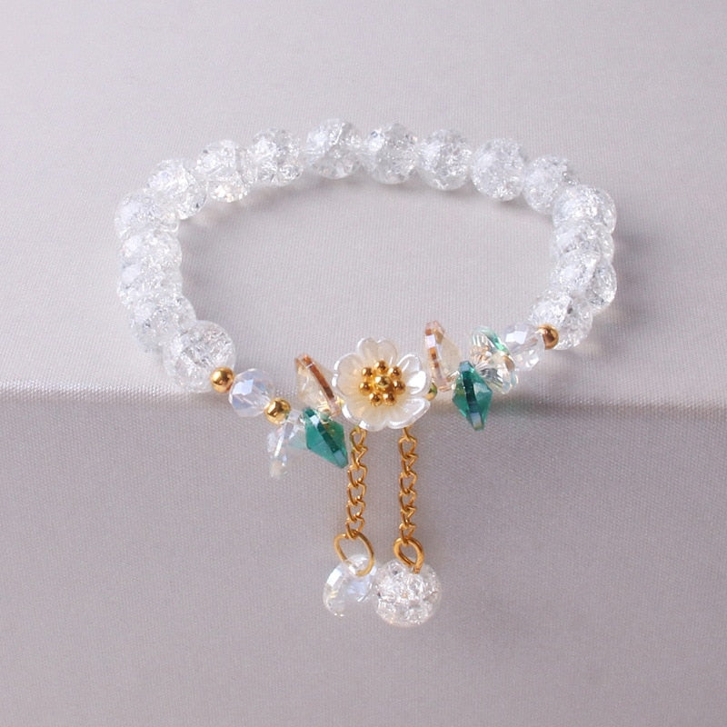 Crystal Flower Cubic Zirconia Pendant Bracelet