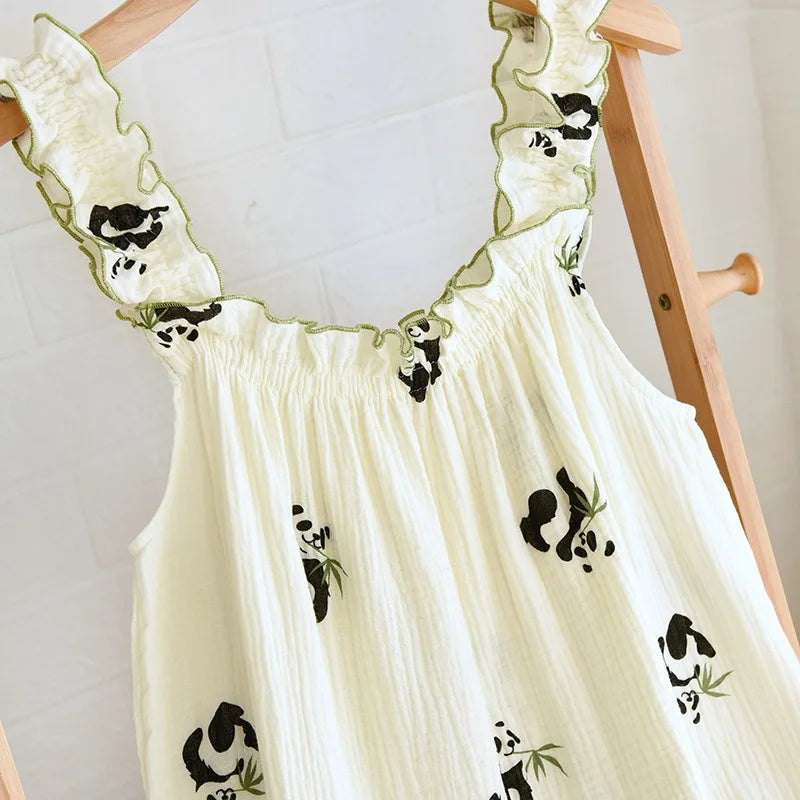 Cotton Crepe Floral Print Pajamas Nightdress Ladies