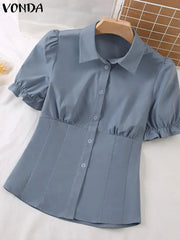 Shirts Short Sleeve Tunic Tops Casual Ruffled Blouses