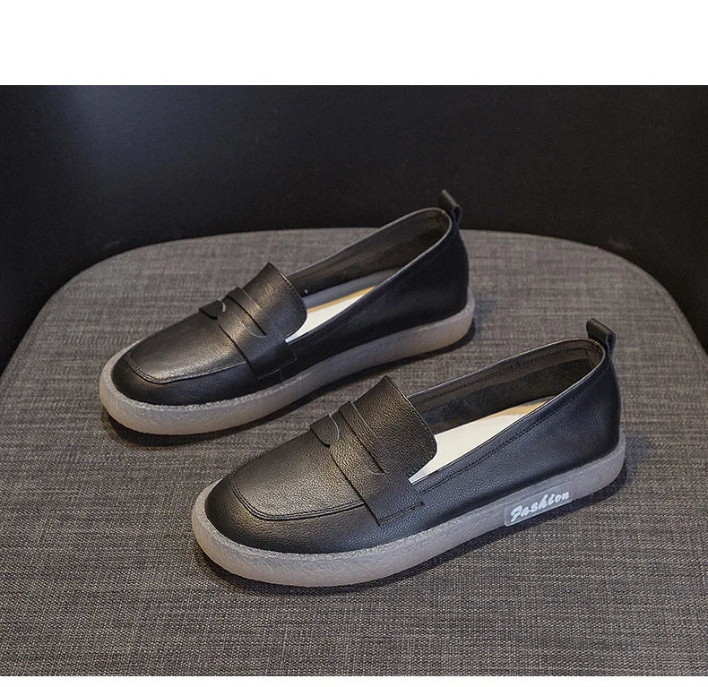 Casual Women Shoes Genuine Cowhide Leather Women's Loafers