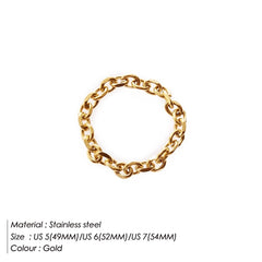 3mm Thick Chunky Chain Stainless Steel Stylish Ring